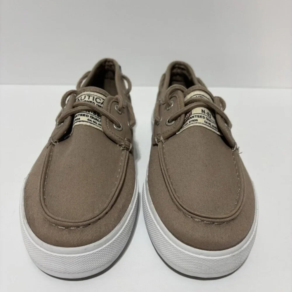 Nautica Men’s Spinnaker Twill Brown Boat Shoes, Size 8 M